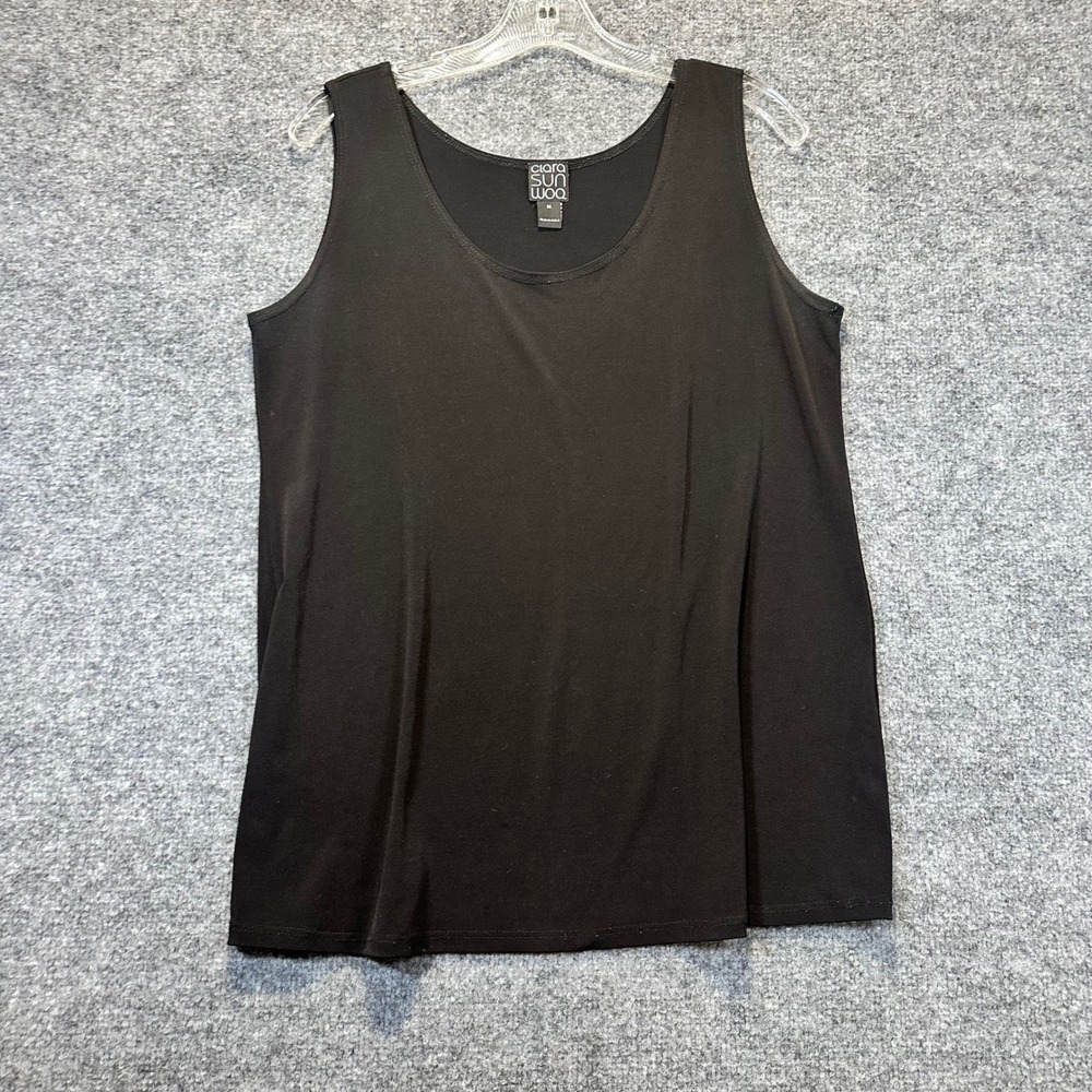 Clara Sunwoo Tank Top Women Medium Black Travel Jersey Basic Minimalist
